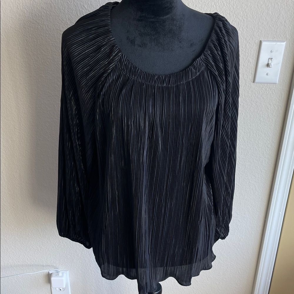 Chico's Black Pleated Blouse